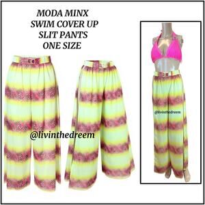 Moda Minx Animal Print Swim Cover Up High Slit Beach Pants O/S